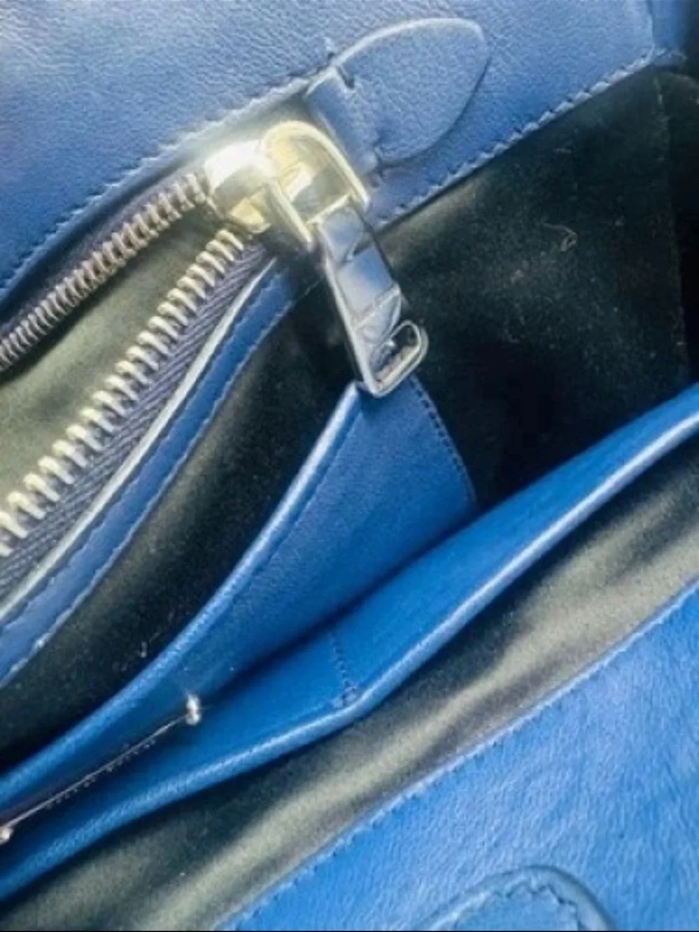 Miu Miu Quilted Blue Leather Satchel with Shoulder Strap